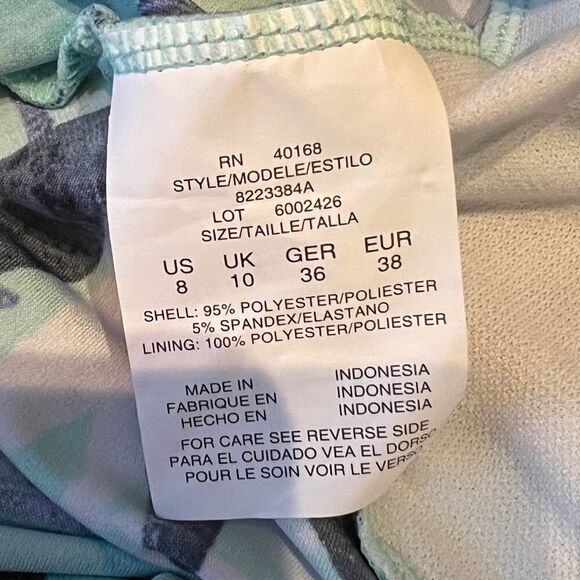 Swim Solutions Printed Triple-Tier Tankini Top Blue Multi Floral Size 8 NWT - Picture 6 of 8